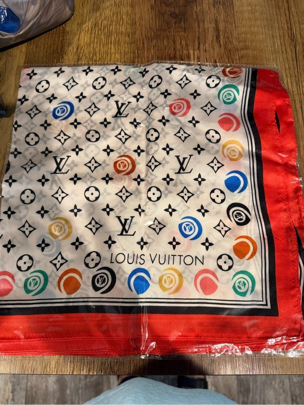 Monogram Scarf in Red & White